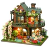 Retro DIY Wooden Fairy Garden Cottage House Figurines Miniature Kits With Furniture Home Desk Decoration For Adult Handmade Gift
