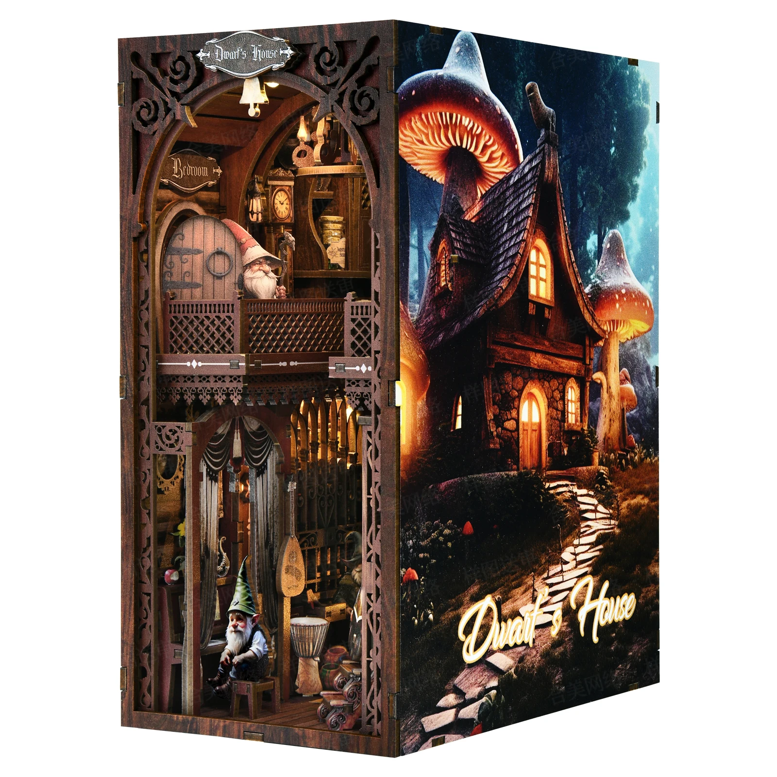 DIY 3D Wooden Puzzle Bookshelf Dollhouse Shelf Insert Kits Doll House Assembly Model Bookends Building Toys For Kids Xmas Gift - Image 3