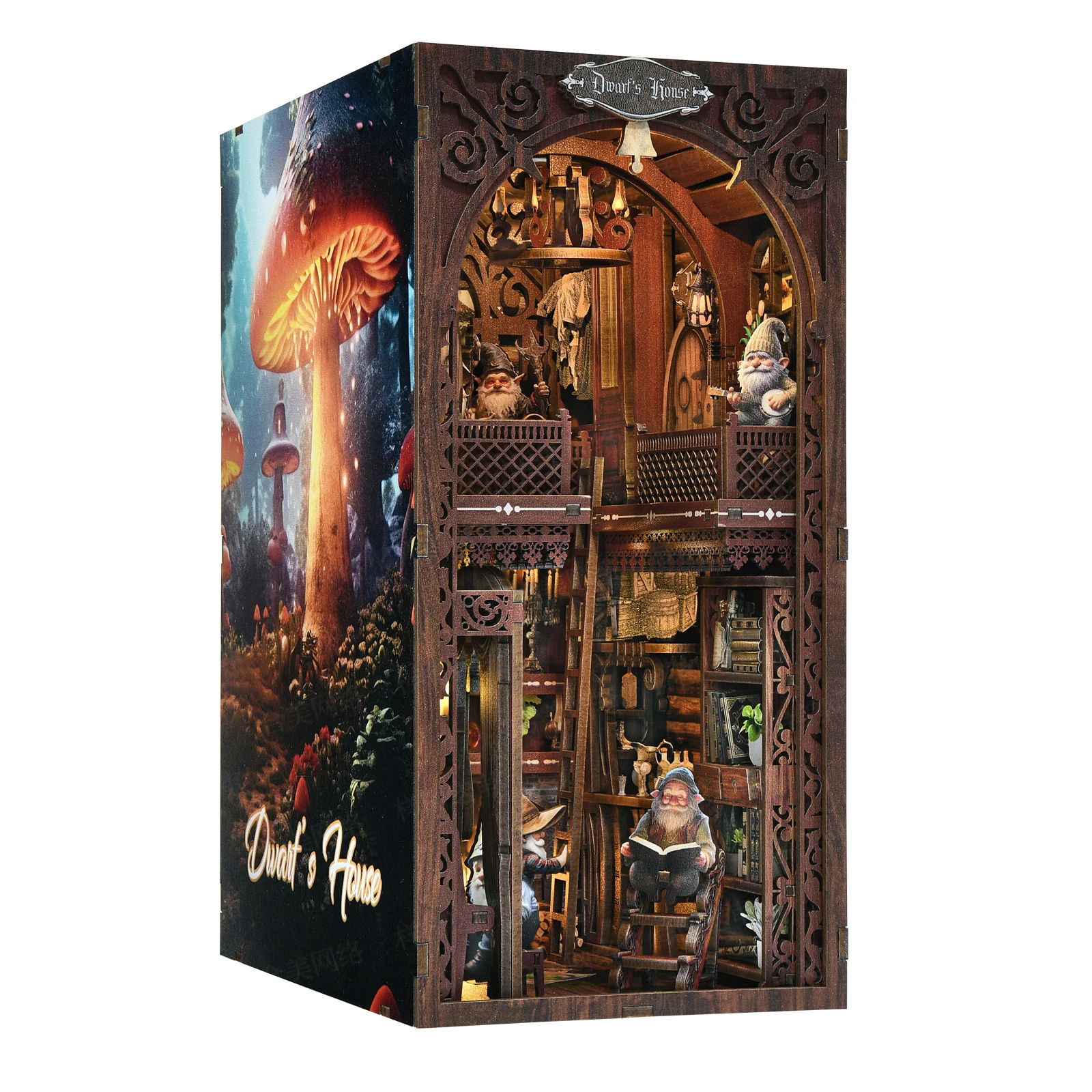 DIY 3D Wooden Puzzle Bookshelf Dollhouse Shelf Insert Kits Doll House Assembly Model Bookends Building Toys For Kids Xmas Gift - Image 4