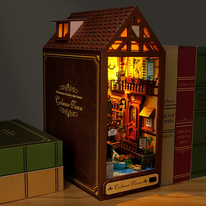 DIY Book Nook Kit Miniature Leisure Years Doll House 3D Puzzle Model Building Wooden Bookshelf Bookend Toys For Adults Gifts - Image 2