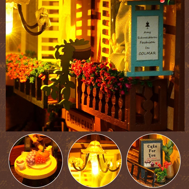 DIY Book Nook Kit Miniature Leisure Years Doll House 3D Puzzle Model Building Wooden Bookshelf Bookend Toys For Adults Gifts - Image 3