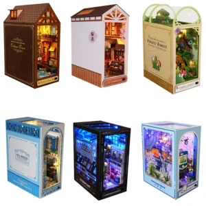 DIY Book Nook Kit Miniature Leisure Years Doll House 3D Puzzle Model Building Wooden Bookshelf Bookend Toys For Adults Gifts
