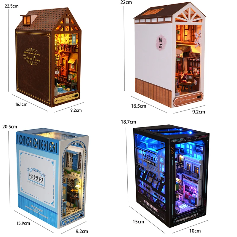 DIY Book Nook Kit Miniature Leisure Years Doll House 3D Puzzle Model Building Wooden Bookshelf Bookend Toys For Adults Gifts - Image 6
