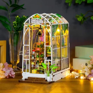 DIY Garden House Book Nook Shelf Insert Dollhouse Kits Case Home Flower Home Room Bookshelf Toys For Kids Birthday Gifts