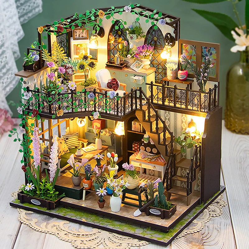 DIY MINI Doll Houses Wooden Miniature Dollhouses Kits With Furniture LED Lights Home Desk Decoration Toys For Kids Handmade Gift - Image 2