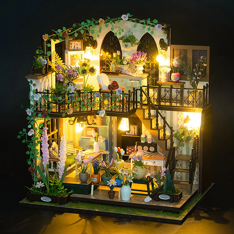 DIY MINI Doll Houses Wooden Miniature Dollhouses Kits With Furniture LED Lights Home Desk Decoration Toys For Kids Handmade Gift - Image 3