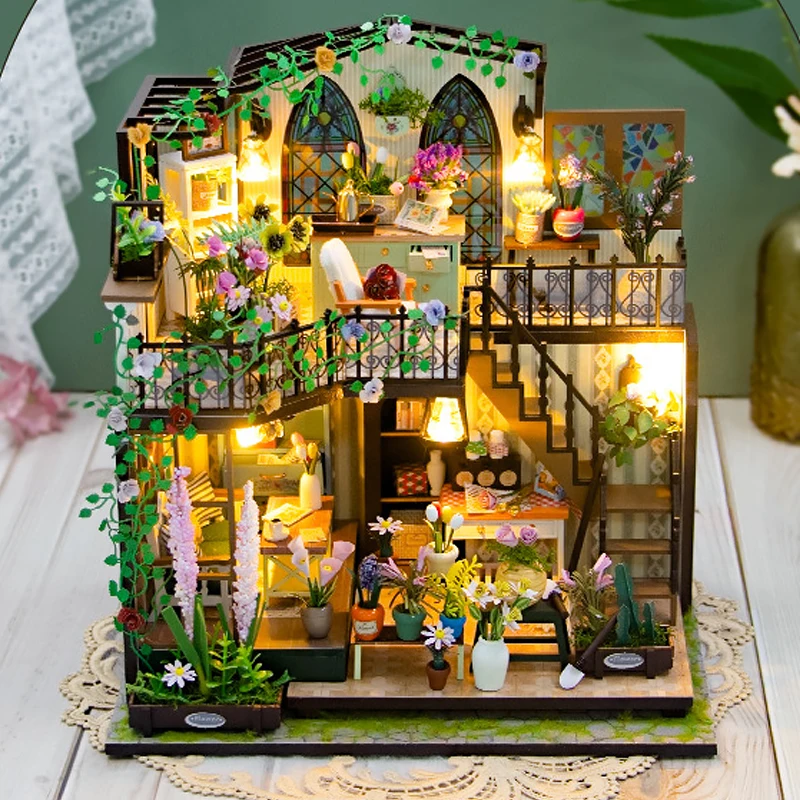 DIY MINI Doll Houses Wooden Miniature Dollhouses Kits With Furniture LED Lights Home Desk Decoration Toys For Kids Handmade Gift - Image 5