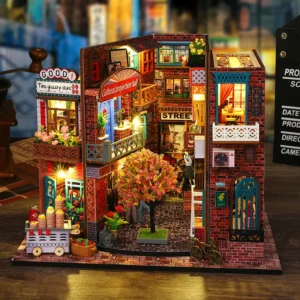 DIY Wooden Book Nook Shelf Insert Kit Home Model Dollhouse Miniature Bookends Doll Houses Bookshelf Handmade Toys For Kids Gifts