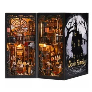 DIY Wooden Bookshelf Dollhouses Book Nook Shelf Insert Miniature Model Kits With Light Bookshelf Bookend Wooden Puzzle Toys Gift