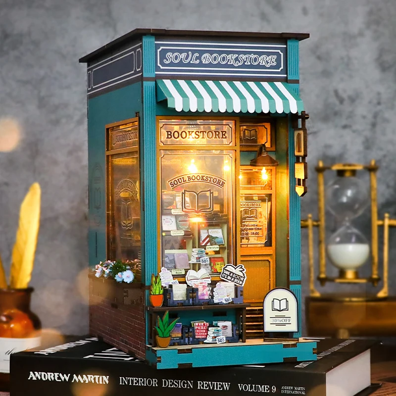 DIY Wooden Bookshelf Miniature Doll House Book Nook Kit 3D Puzzles Assembly Building Model Dollhouse Toys For Kids Birthday Gift - Image 2