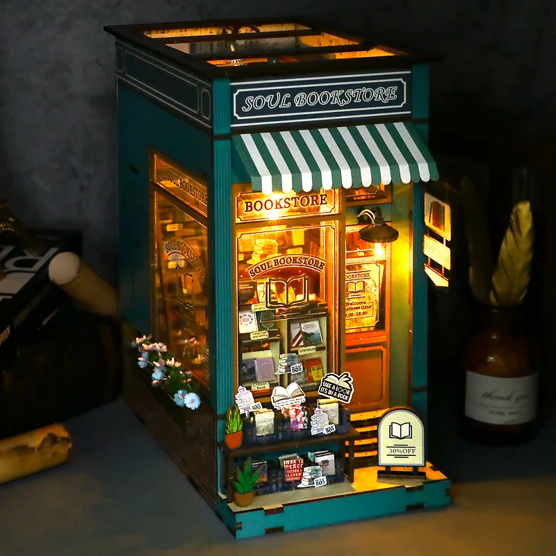 DIY Wooden Bookshelf Miniature Doll House Book Nook Kit 3D Puzzles Assembly Building Model Dollhouse Toys For Kids Birthday Gift - Image 5