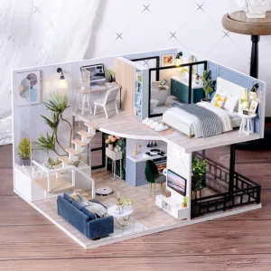 Doll Houses Kits 3D Puzzle Handmade Wooden Mini DollHouse Assembly Building With Furniture Kit Toys For Kids Birthday Gifts