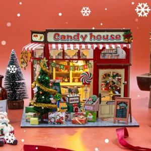 Handmade 3D Puzzles Wooden Miniature Doll Houses Assembled Building Model Kit With LED Lights DollHouses Toy For Kids Xmas Gifts