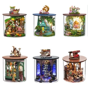 Mini Doll Houses DIY Kits Dream Bottle Making Assembling Room Models Toys Home Bedroom Decorations With Furniture Wooden Crafts