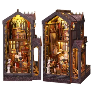 Miniature Doll House DIY Book Nook Wooden 3D Puzzles Assembly Building Model Bookshelf Bookend Wooden Toy Adults Gifts Dollhouse