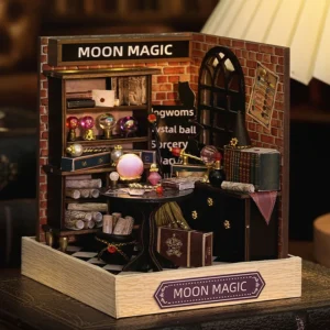 Moon Magic Miniature Doll Houses DIY Small House Kit Making Room Toys Home Bedroom Decorations With Furniture Wooden Craft DollH