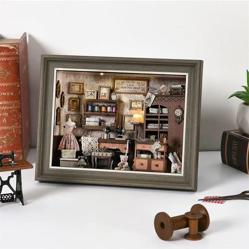 New 3D Wooden Puzzle Book Nook Kits Fireplace DIY Photo Frame Ornament Bookshelf Dollhouse Building Toys Bookend Home Decoration - Image 3