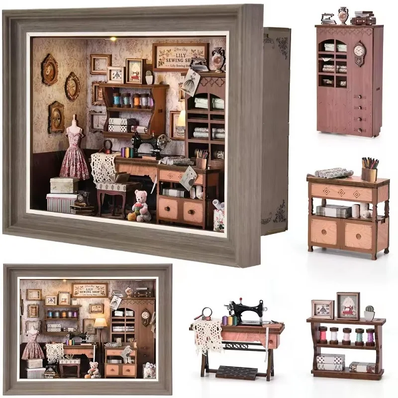 New 3D Wooden Puzzle Book Nook Kits Fireplace DIY Photo Frame Ornament Bookshelf Dollhouse Building Toys Bookend Home Decoration