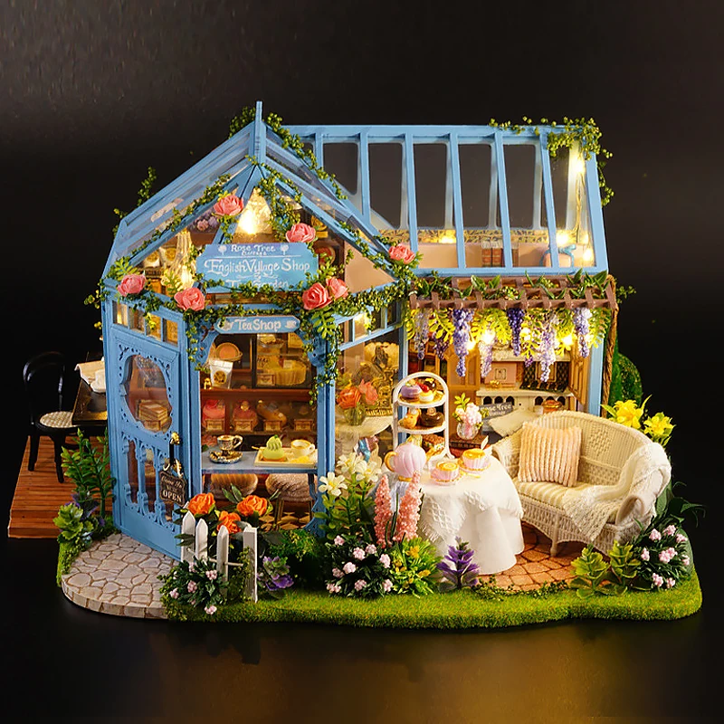 Wooden Dollhouse Kit Handmade Building Model Flower Garden 3D Puzzle Assembly Toys Miniature Doll House With Furniture - Image 2