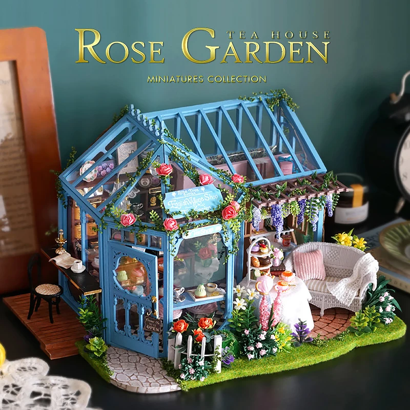 Wooden Dollhouse Kit Handmade Building Model Flower Garden 3D Puzzle Assembly Toys Miniature Doll House With Furniture - Image 4