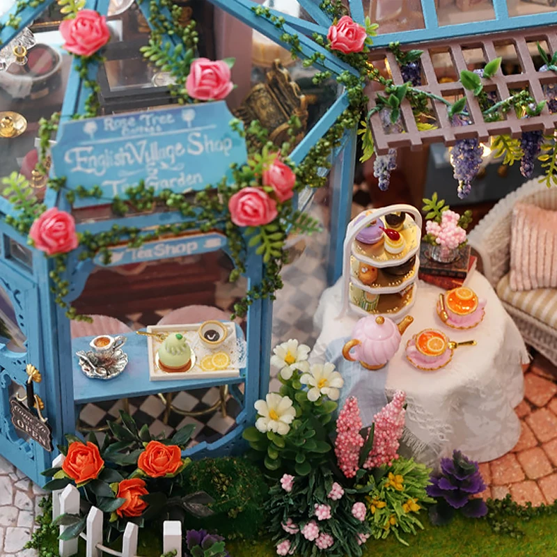Wooden Dollhouse Kit Handmade Building Model Flower Garden 3D Puzzle Assembly Toys Miniature Doll House With Furniture - Image 5